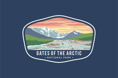 Kuzey Kutbu Ulusal Parkı Amblem Amblemi İllüstrasyonunun Kapıları