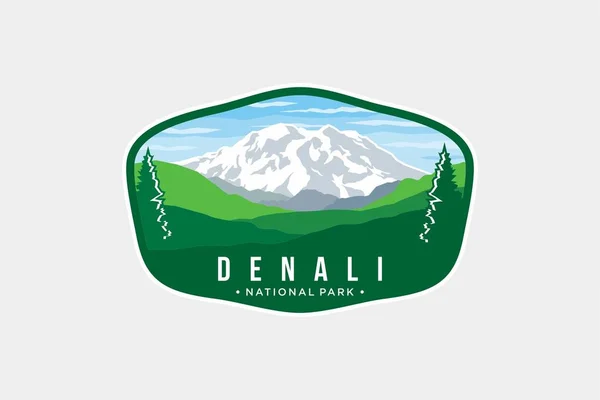 Denali National Park Emblema Logotipo Del Parche Ilustración — Vector de stock