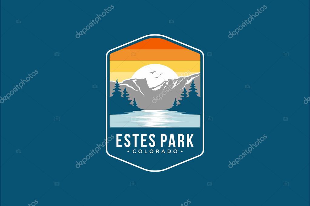 Design template Este park emblem patch logo illustration in Rocky Mountains National park