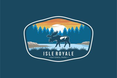 Isle Royale Ulusal Parkı amblem amblem ambleminin koyu arkaplanlı bir resmi