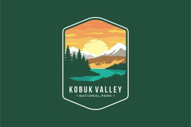 Kobuk Vadisi Ulusal Parkı Amblem amblemi koyu arkaplan üzerindeki amblem çizimi