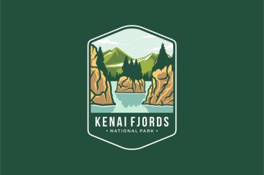 Kenai fiyortları Ulusal Park Amblem yaması logo illüstrasyonu