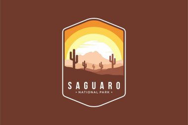 Saguaro Ulusal Parkı logo illüstrasyonu