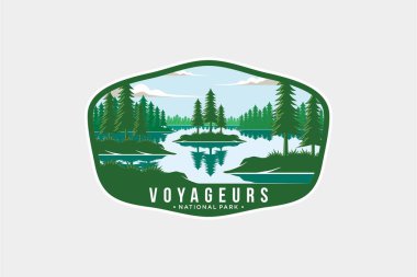 Voyageurs Ulusal Parkı Amblem amblemi koyu arkaplan üzerindeki amblem çizimi