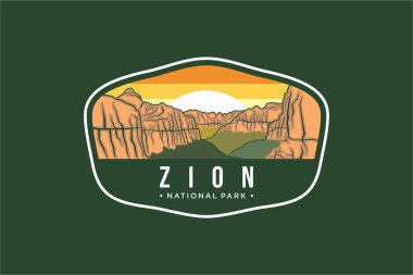 Zion Ulusal Parkı Amblem yama logosu illüstrasyonu