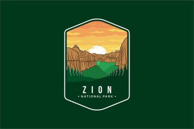 Zion Ulusal Parkı Amblem yama logosu illüstrasyonu