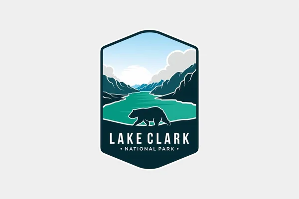 Logotipo Del Parche Del Emblema Del Parque Nacional Lake Clark — Vector de stock