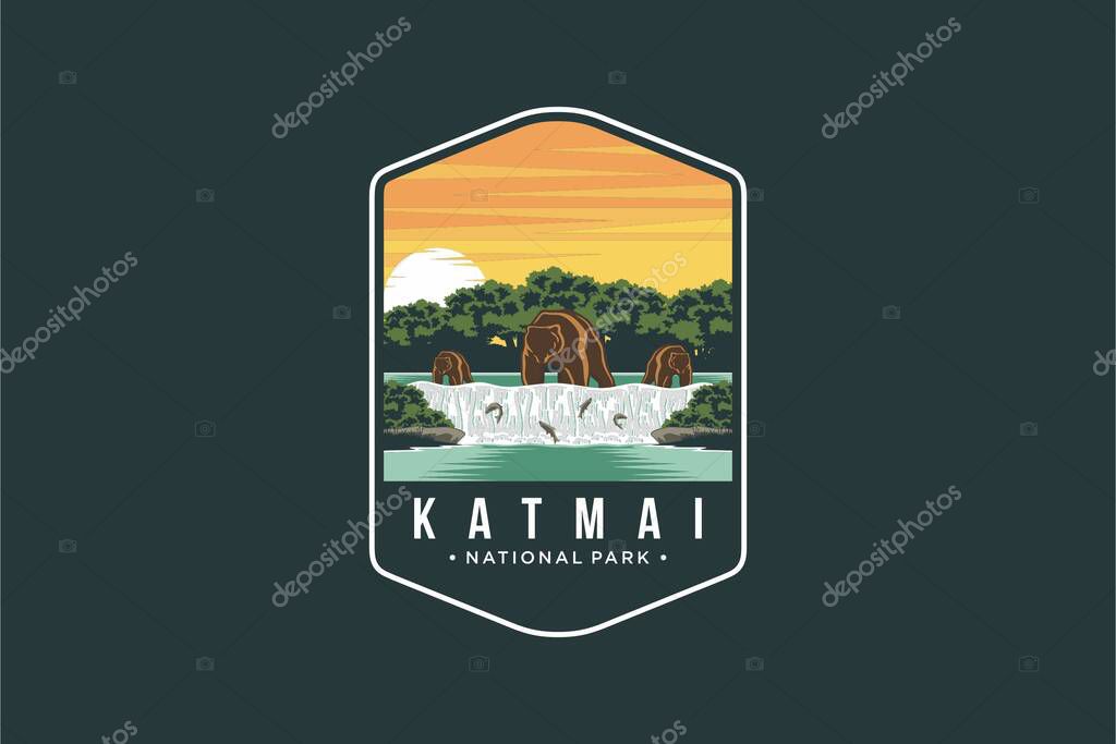 Katmai National Park patch logo illustration