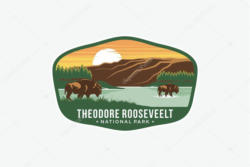 Theodore Roosevelt National Park Emblem patch logo illustration on dark background