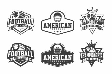 Amerikan futbolu logosu, amblem seti koleksiyonu, hafif arka planda tasarım şablonu