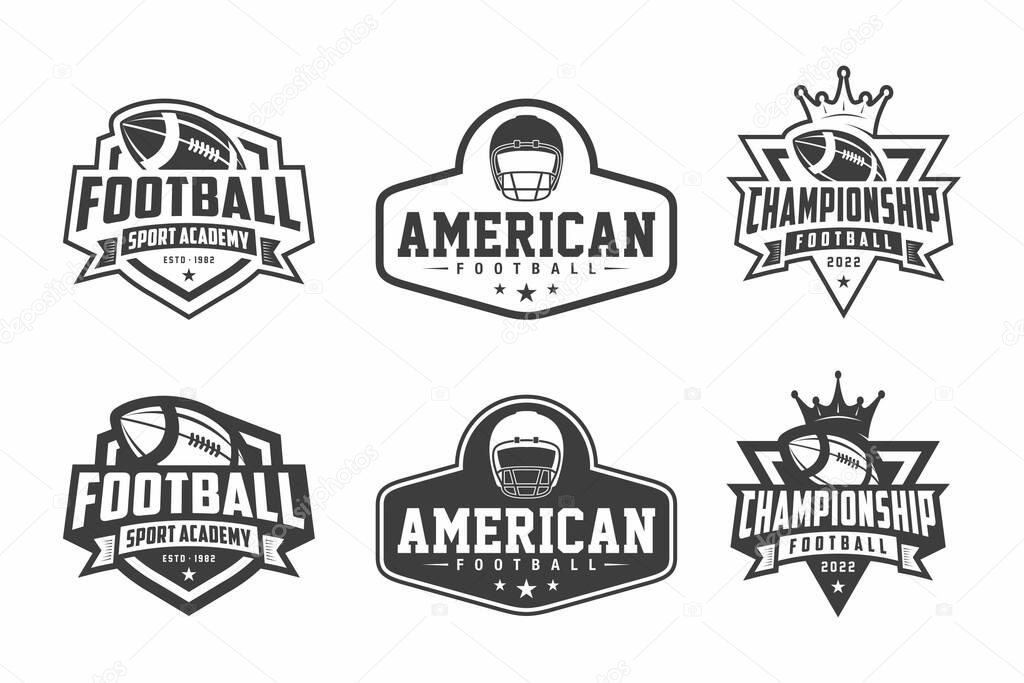 American Football logo, emblem set collection, design template on light background