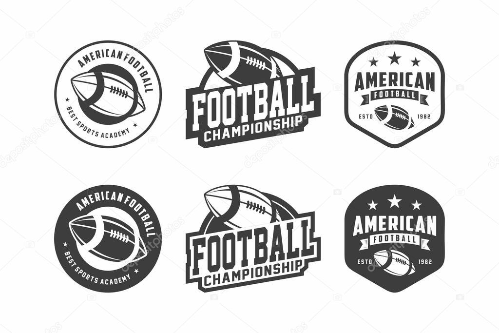 American Football logo, emblem set collection, design template on light background