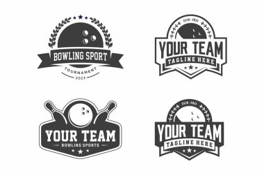 Bowling logosu, amblem koleksiyonları, hafif arkaplan üzerindeki şablonlar.