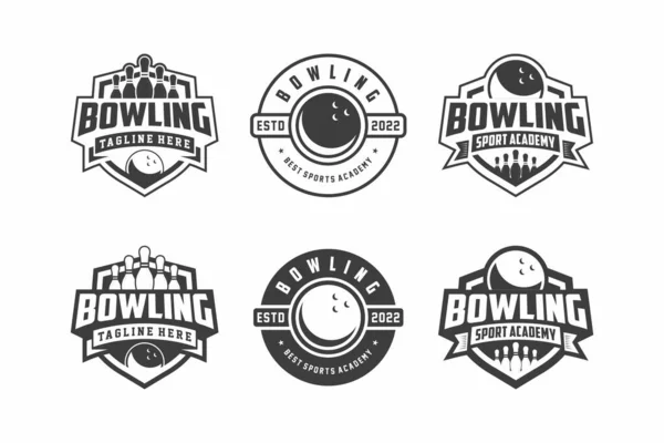 Logo Bowling Collezioni Emblemi Modelli Design Sfondo Chiaro — Vettoriale Stock