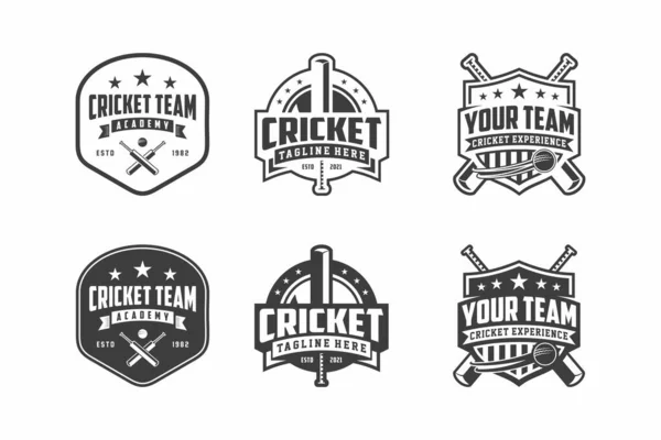 Cricket Logo Embleem Set Collectie Ontwerp Template Lichte Achtergrond — Stockvector