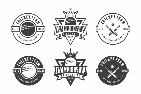 Cricket Logo Embleem Set Collectie Ontwerp Template Lichte Achtergrond — Stockvector