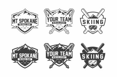 Kayak logosu, amblem seti koleksiyonu, hafif arkaplanda dizayn şablonu