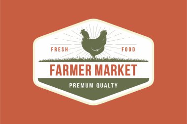 Tavuk çiftliği logo vektör çizimi, çiftlik tasarımı şablonu