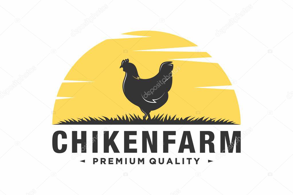 Chicken farm logo vector illustration design, farm design template