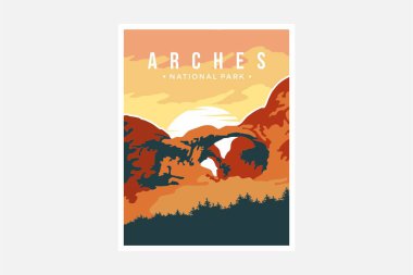 Arches National Park poster vektör çizimi
