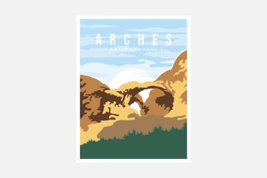 Arches National Park poster vektör çizimi