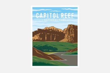 Capitol Reef National Park poster vector illustration design clipart