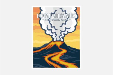 Hawaii Yanardağı Ulusal Park poster çizimi