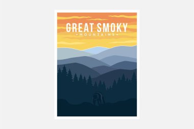 Great Smoky Ulusal Park poster çizimi