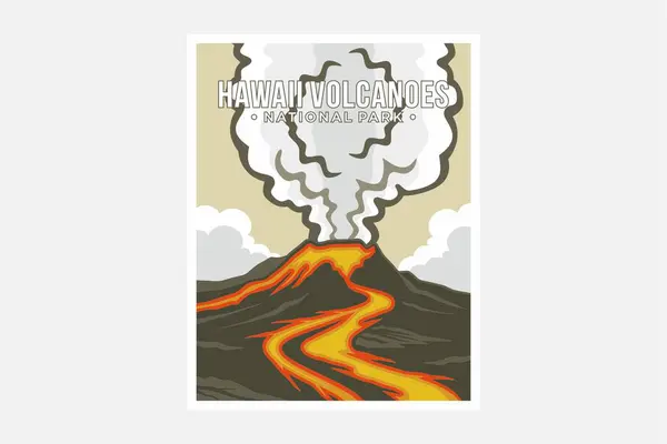 Hawaii Vulkan Nationalpark Plakatvektor Illustration Design lizenzfreie Stockillustrationen