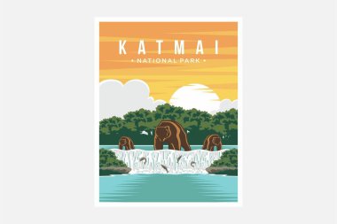 Katmai national park poster vector illustration design