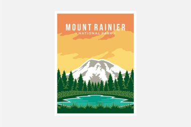 Mount Rainier Ulusal Park poster tasarımı