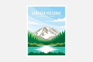 Lassen Volcanic national park poster vector illustration design clipart