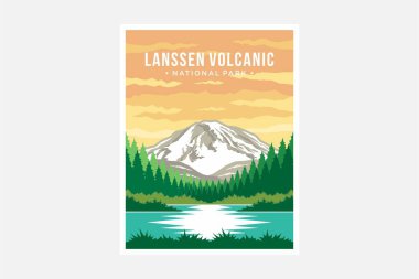 Lassen Volkanik Ulusal Park poster çizimi