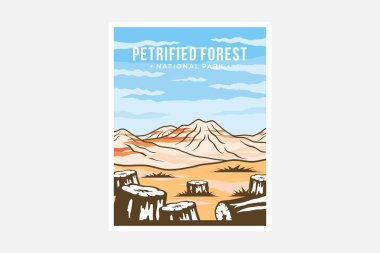 Arizona 'daki Navajo ve Apaçi Bölgelerinde Taşlaşmış Orman Ulusal Parkı poster çizimi