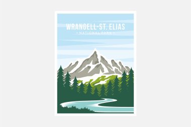 WrangellSt 'de. Elias Ulusal Park poster vektör çizimi tasarımı