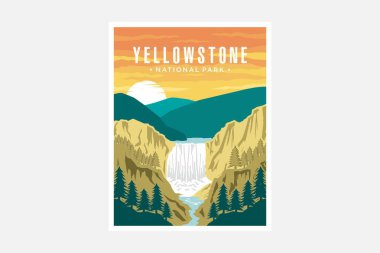 Yellowstone Falls Ulusal Park poster çizimi
