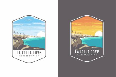Ilustrasi logo yaması Lambang LA JOLLA Koyu