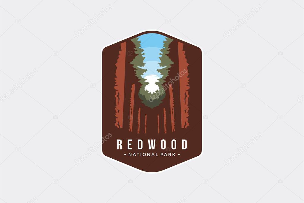 Redwood National Park patch logo illustration