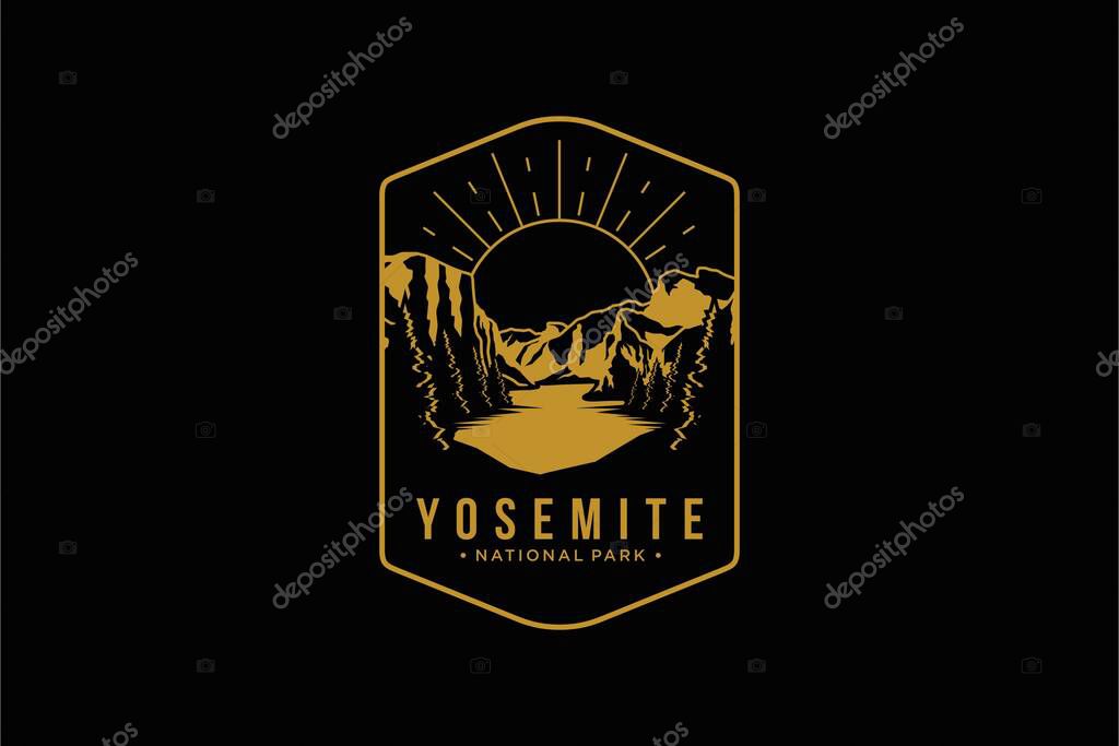 Line art Yosemite National Park emblem patch logo illustration