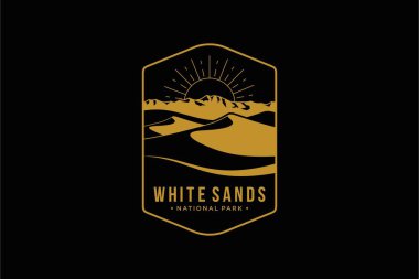 Line art White Sand National Park patch logo illustration clipart