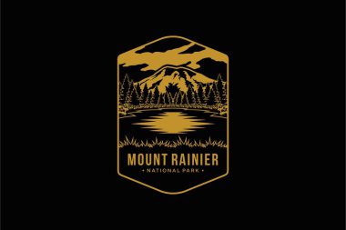 Line art Mount Rainier National Park patch logo illustration clipart