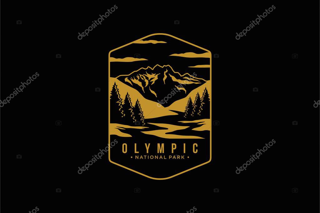 Line art Olympic National Park patch logo illustration