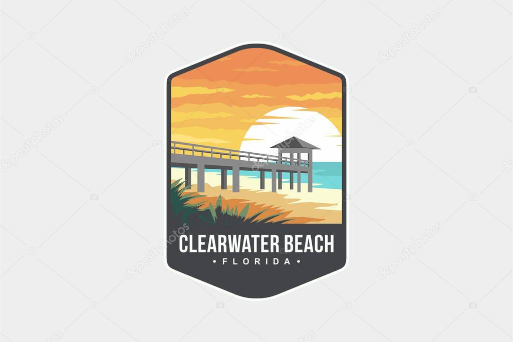Illustration of Clearwater Beach Florida patch logo