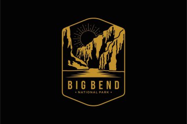 Çizgi sanatı Big Bend Ulusal Park logosu illüstrasyonu