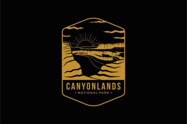 Line Art Canyonlands Ulusal Park logosu illüstrasyonu