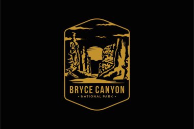 Çizgi sanatı Bryce Canyon Ulusal Parkı logo illüstrasyonu