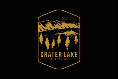 Çizgi Sanatı Krater Gölü Ulusal Park amblemi çizimi