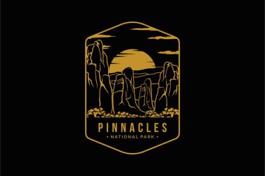 Line art Pinnacles National Park emblem patch logo illustration clipart