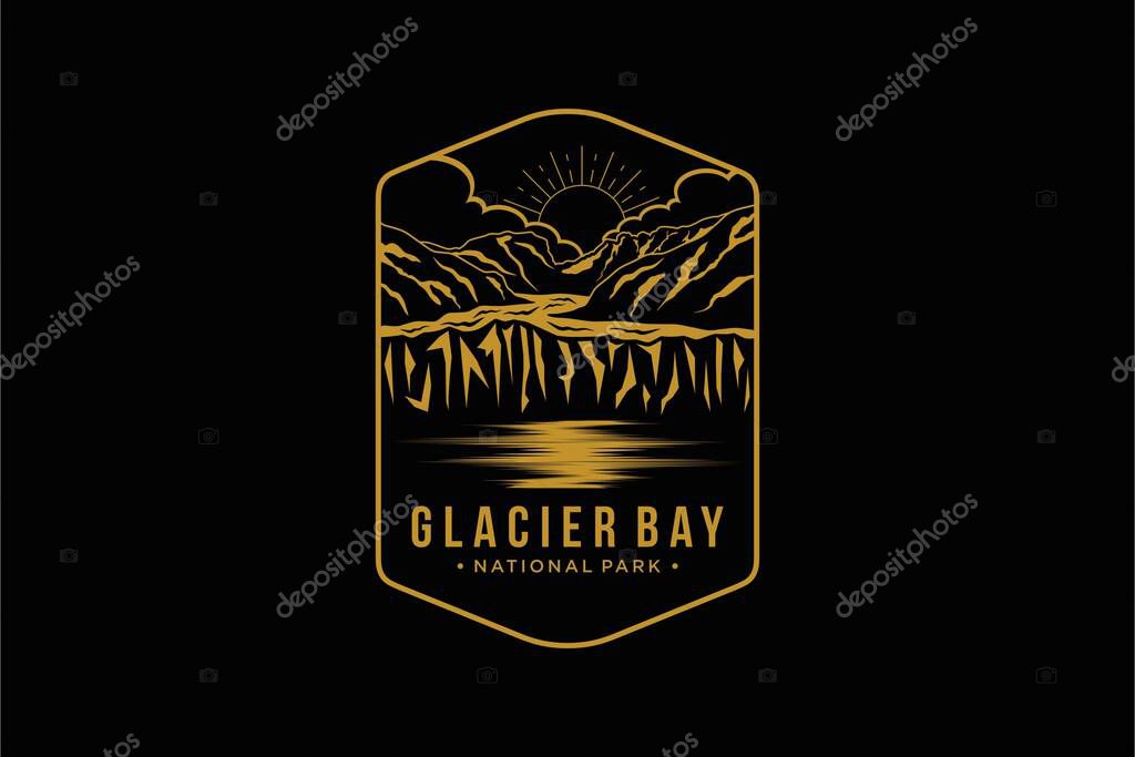 Line art Glacier Bay National Park emblem patch logo illustration