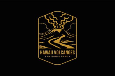 Çizgi sanatı Hawaii Volkanları Ulusal Park amblem amblemi çizimi